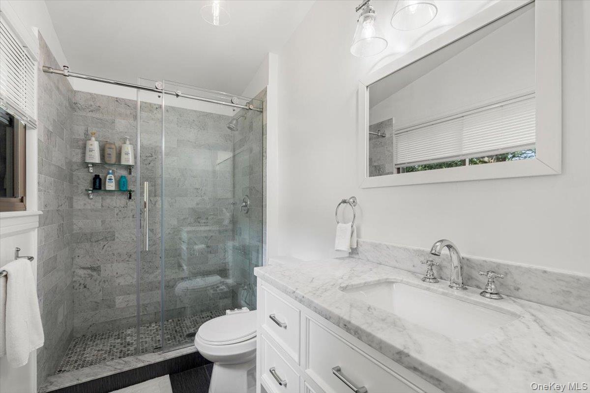 43 Winslow Road White Plains, NY 10606 - Photo 20 of 32 a bathroom with a granite countertop sink toilet and shower