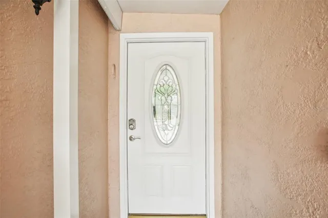 a front view of a house with door lock
