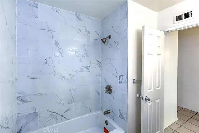 a bathroom with a bathtub