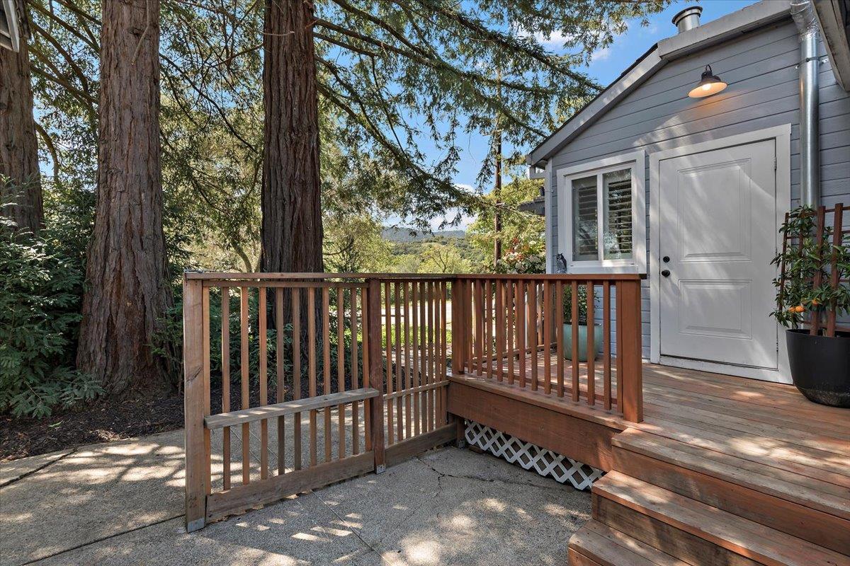 789 Cañada Road Woodside, CA 94062 - Photo 26 of 33 a view of a porch with a yard