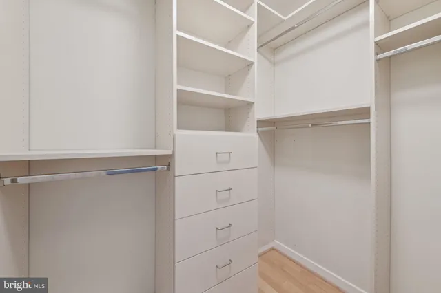 a close up view of a closet