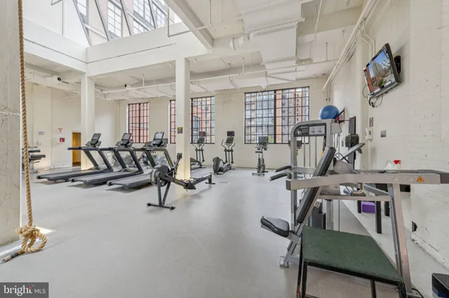 a view of a room with gym equipment