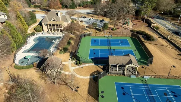 an aerial view of a house