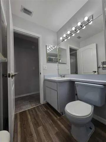 a bathroom with a toilet a sink and mirror
