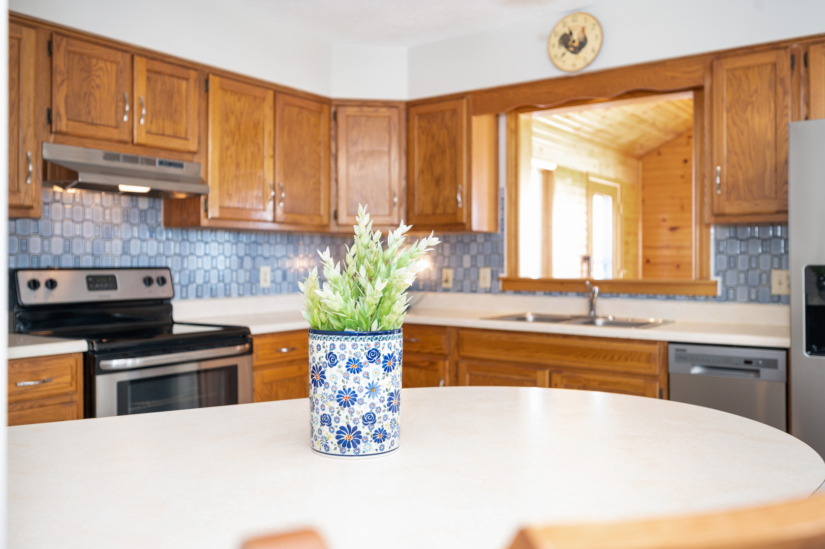 10986 Waterman Road Waterman, IL 60556 - Photo 17 of 34 a kitchen with a stove a sink and a potted plant