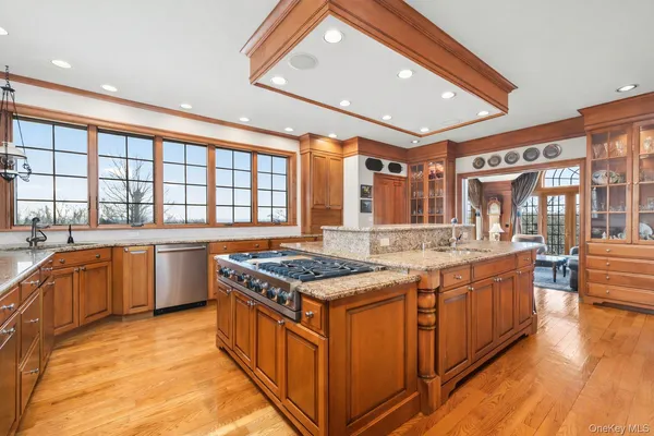 a kitchen with stainless steel appliances granite countertop a stove and a sink