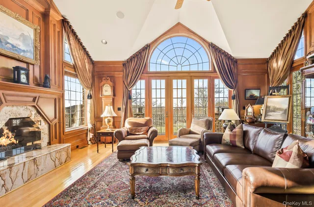a large living room with a large window
