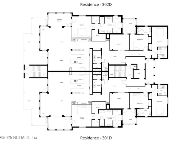 a kitchen with a dining table chairs and refrigerator