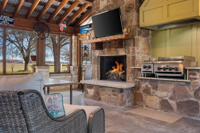 a outdoor living space with furniture