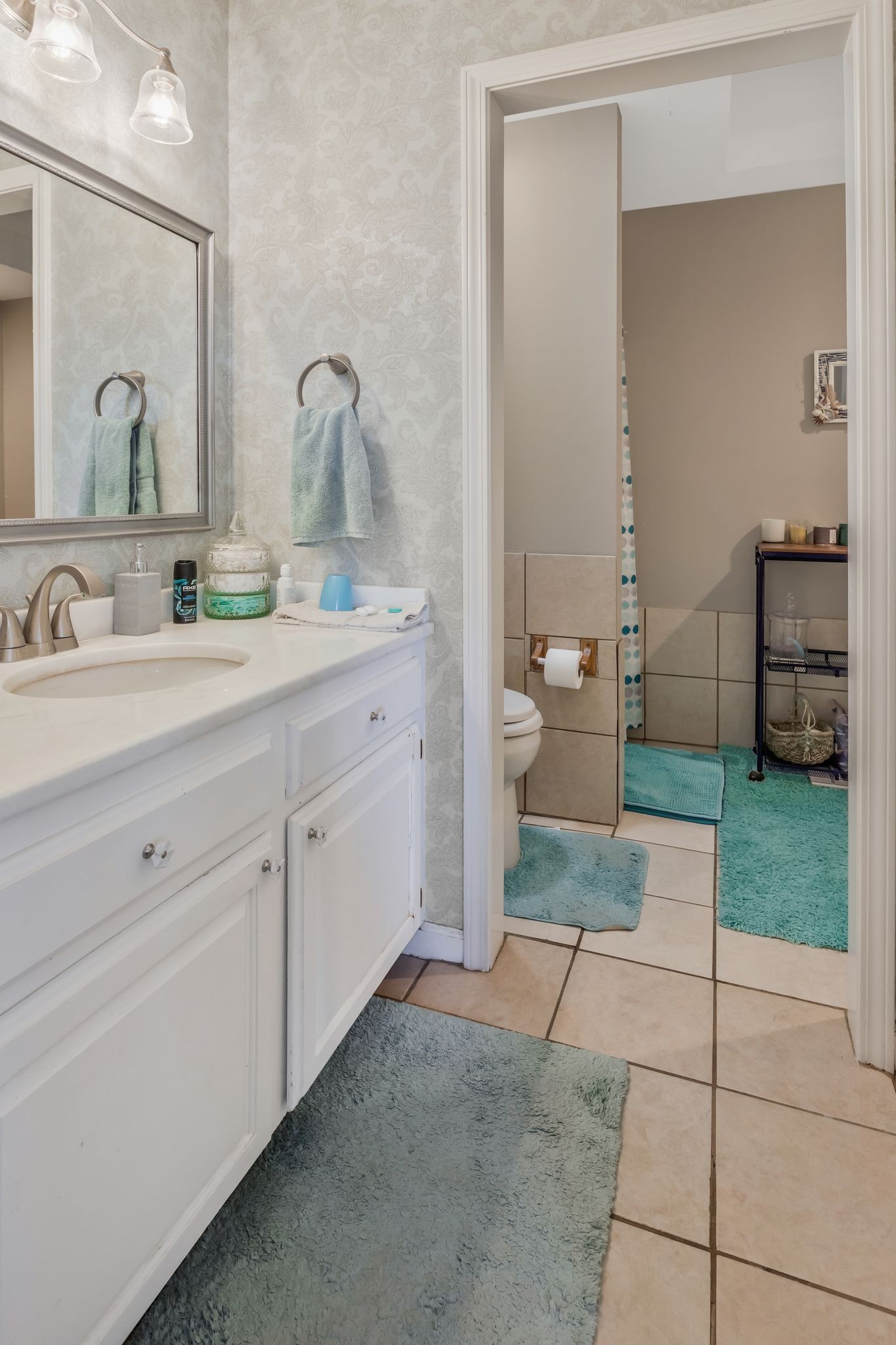 1006 Rip Steele Road Columbia, TN 38401 - Photo 13 of 26 a en suite bathroom with a granite countertop sink and a mirror