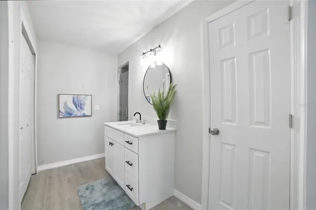 a view of a hallway with front door