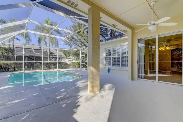 a view of a lake from a yard