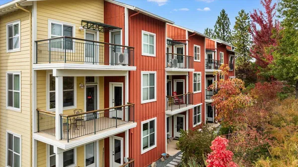 a front view of a multi story residential apartment building