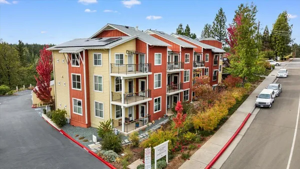 an aerial view of a house