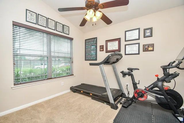 a room with gym equipment