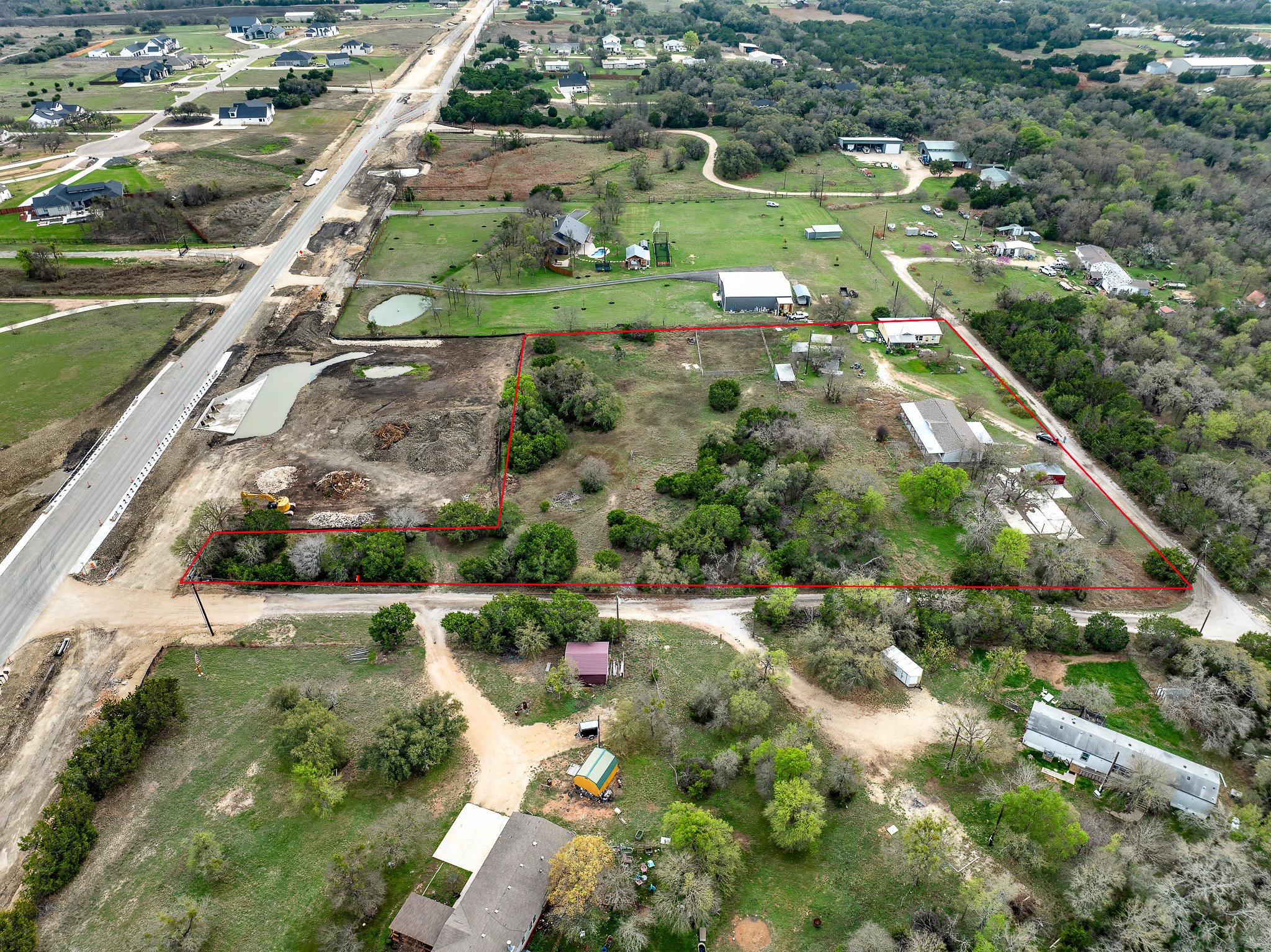 3035 County Road 255 Georgetown, TX 78633 - Photo 7 of 23 Aerial overview of property's location with property boundaries highlighted