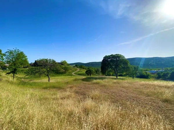 a view of a lake with a big yard