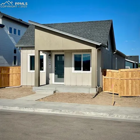 front view of a house with a outdoor space
