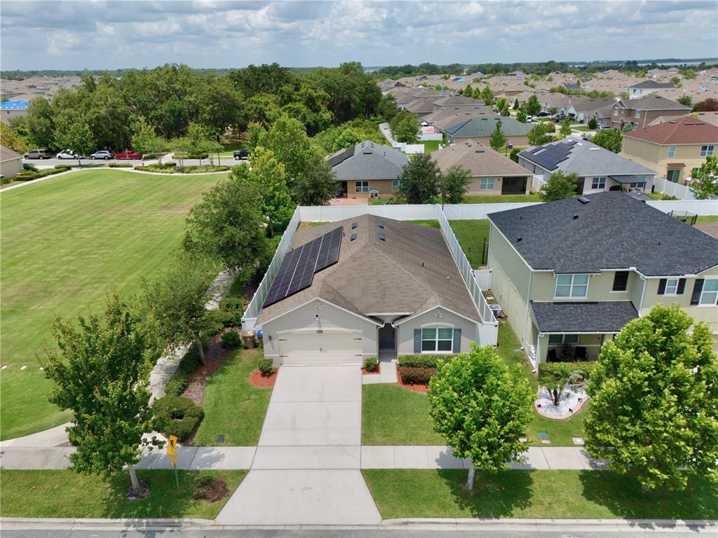 an aerial view of a house