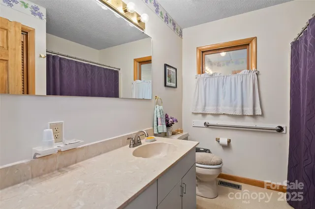 a bathroom with a sink toilet and a mirror