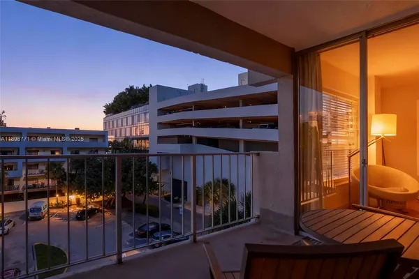 a view of balcony with patio