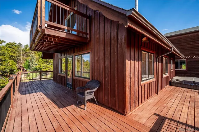 a view of wooden deck