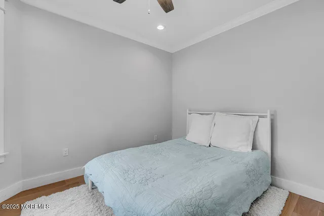 a bedroom with a bed