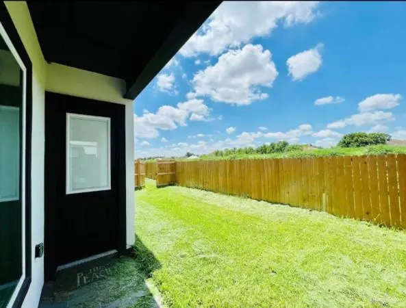 a view of a lake from a yard