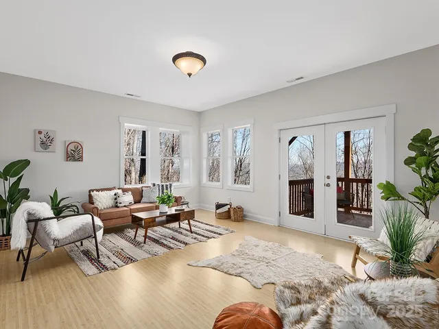 a living room with furniture