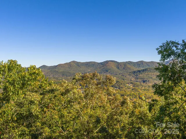 a view of a mountain range with trees in the background
