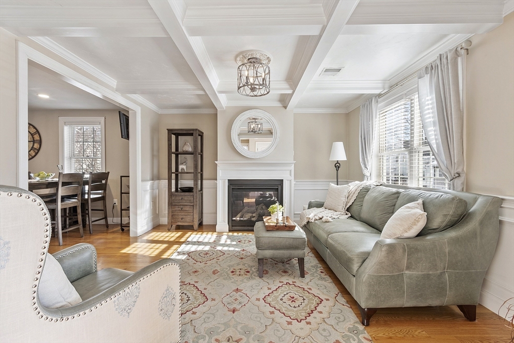 103 Reed Street Rockland, MA 02370 - Photo 2 of 33 a living room with furniture a clock and a fireplace
