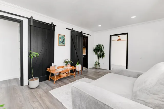 a living room with furniture