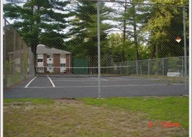 a view of yard with trampoline