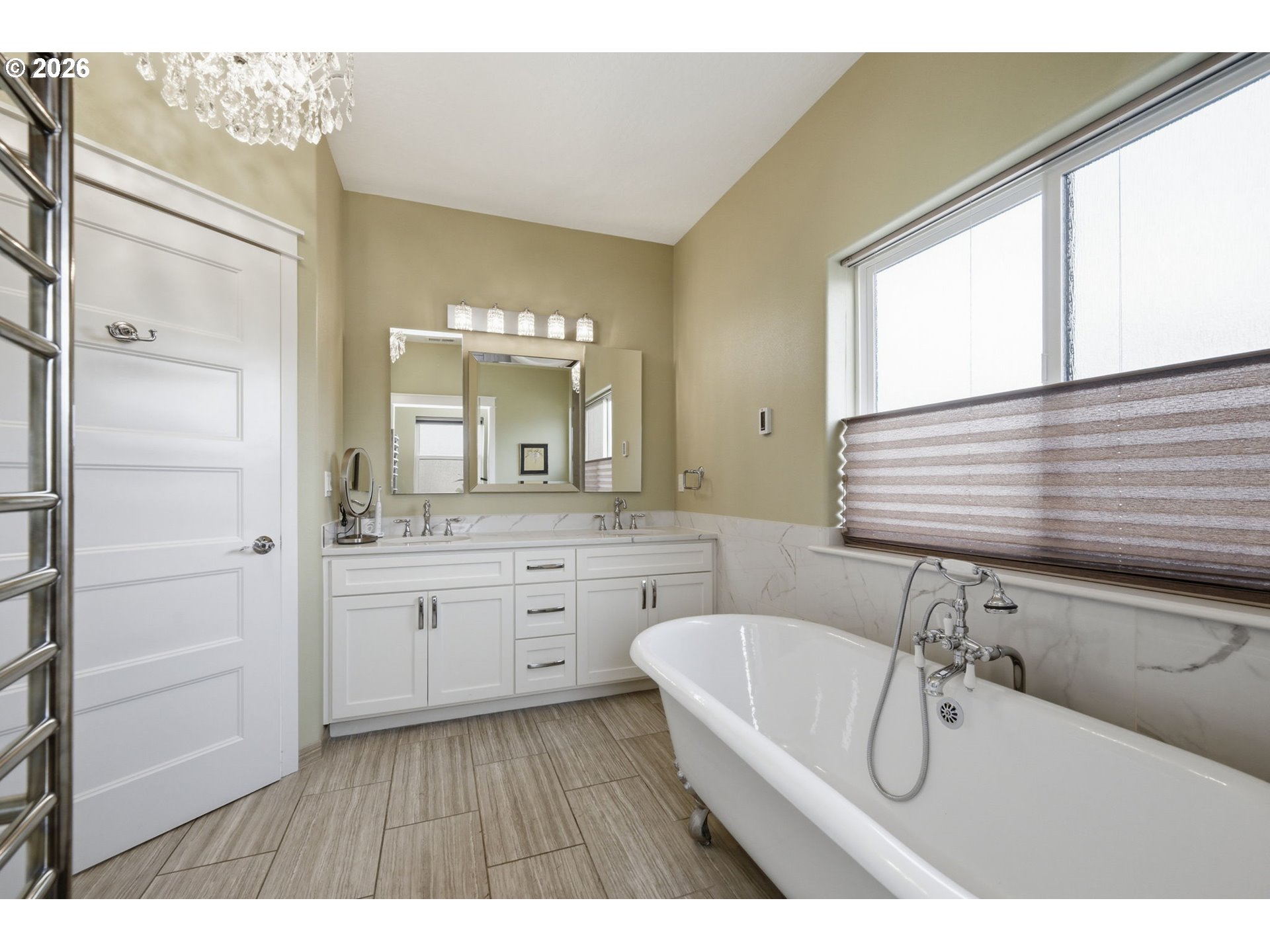 1308 East Main Street Cottage Grove, OR 97424 - Photo 15 of 48 a bathroom with a bathtub a sink a mirror and a shower