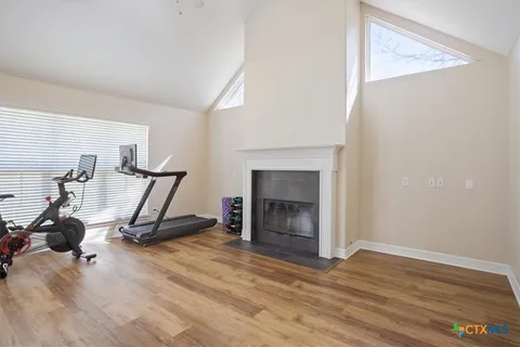 a view of a room with gym equipment