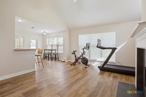 a view of a room with gym equipment