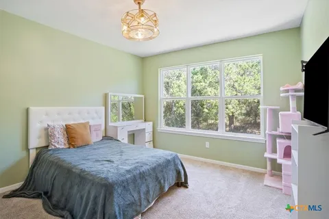 a bedroom with a bed and a tv on the dresser