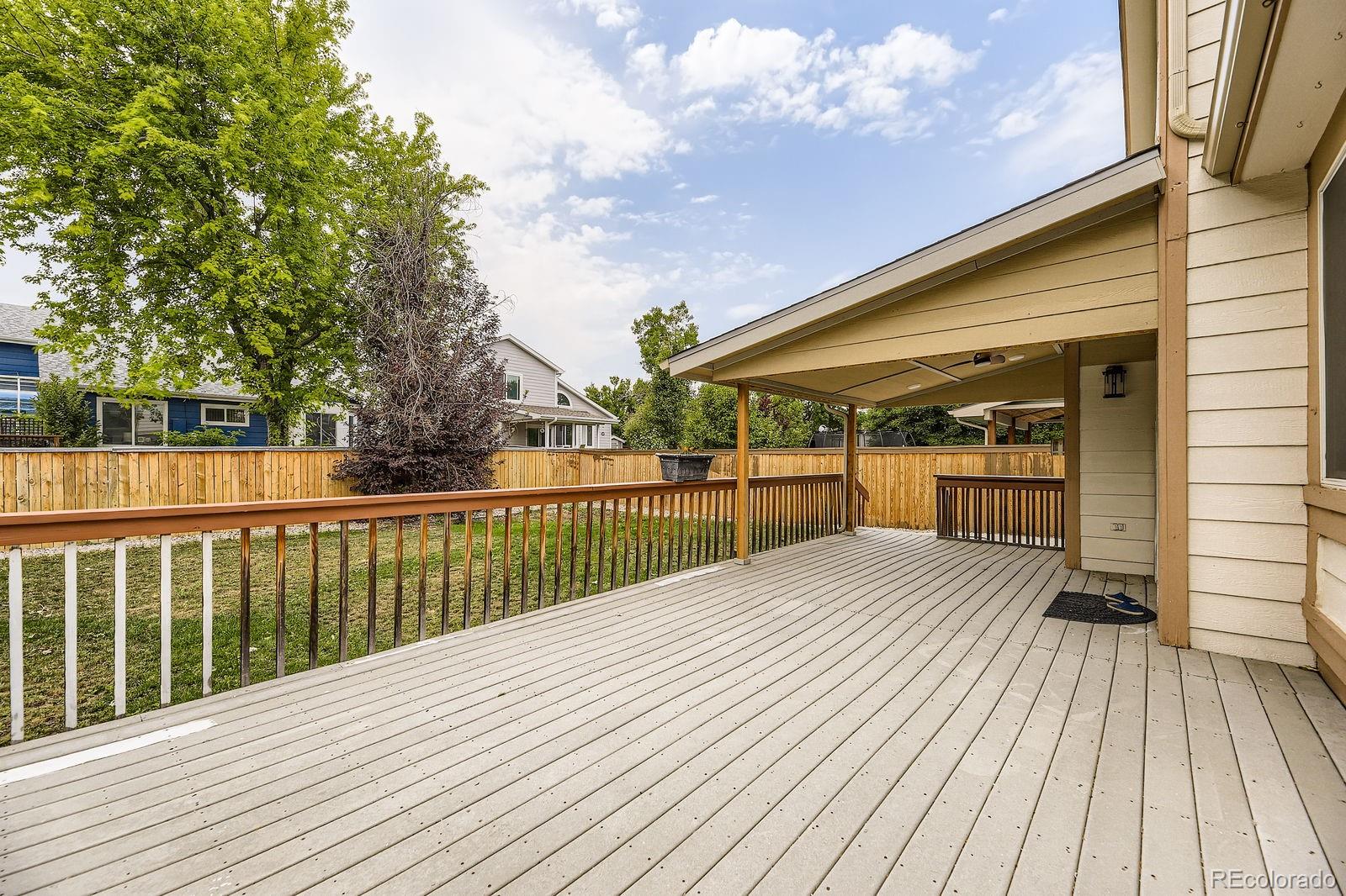 5329 Morning Glory Place Highlands Ranch, CO 80130 - Photo 26 of 28 a balcony with wooden floor and fence