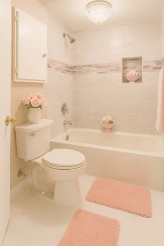 a bathroom with a toilet a sink and bathtub