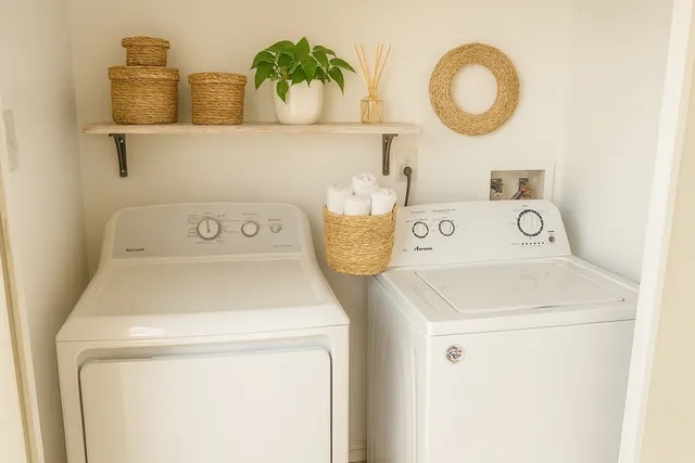 a utility room with dryer and washer
