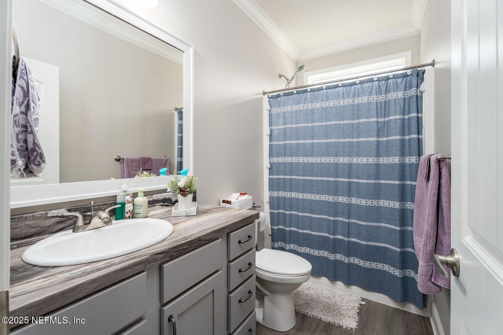 6529 County Road 121 Bryceville, FL 32009 - Photo 22 of 39 a bathroom with a sink a toilet a mirror and shower