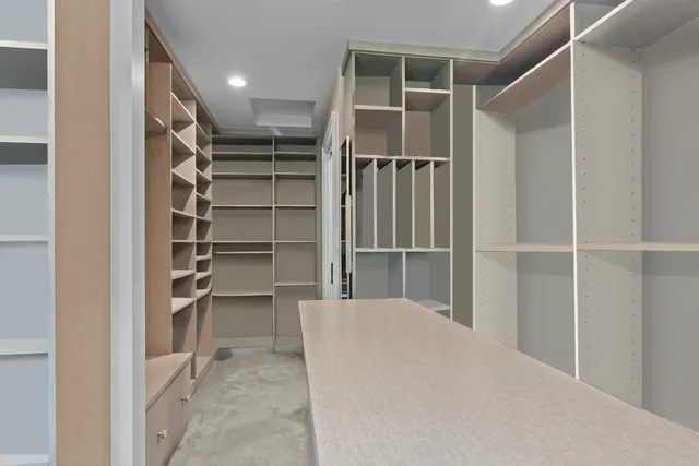 a view of walk in closet with empty racks