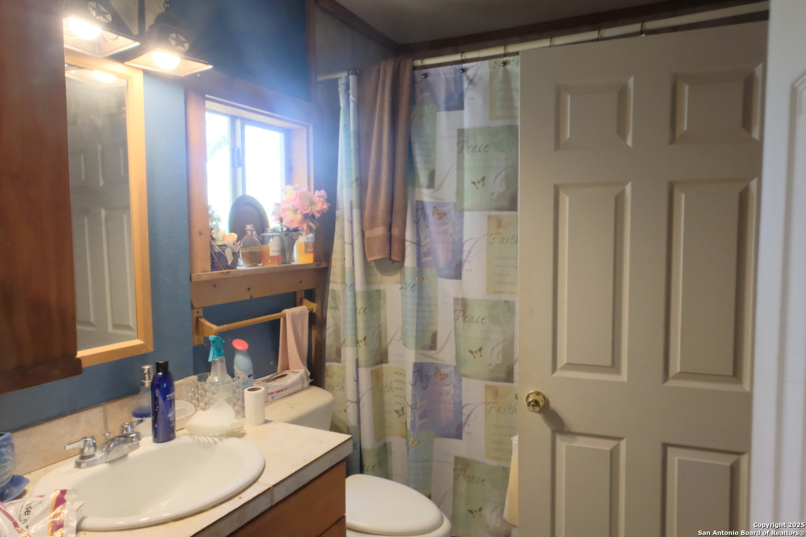 17585 Fargoer Way Marion, TX 78124 - Photo 18 of 34 a bathroom with a sink toilet and shower