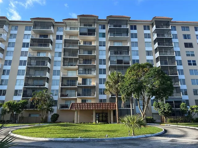 a front view of a multi story building