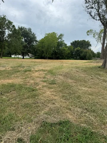 a view of a field with an trees