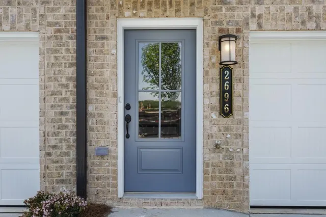 a front view of a house with a window