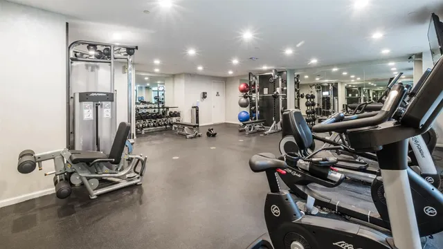a view of a room with gym equipment