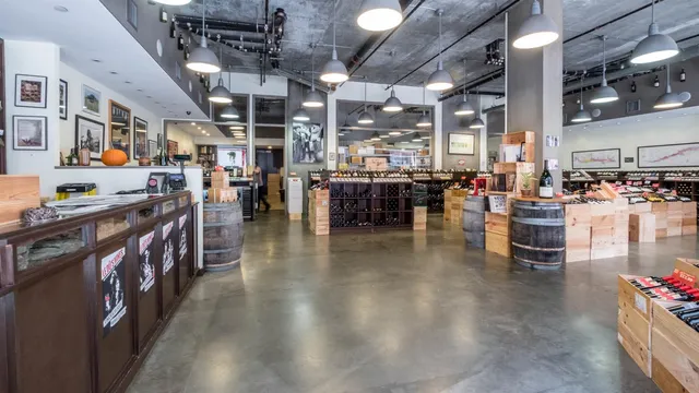 a view of a dining room with lots of wooden furniture