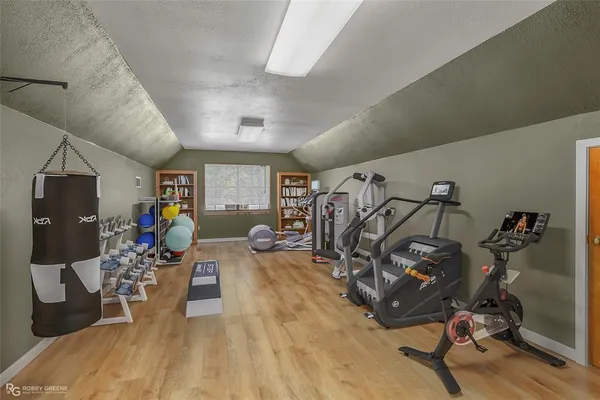 a view of a room with gym equipment