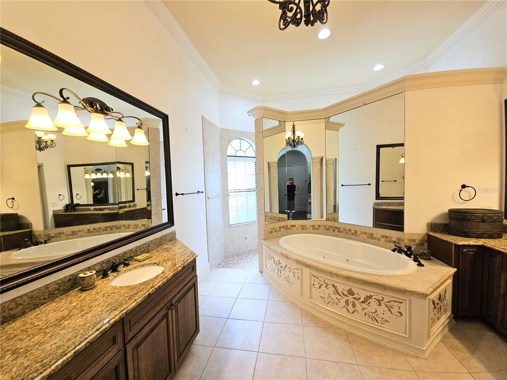 420 Muirfield Loop Reunion, FL 34747 - Photo 22 of 60 a spacious bathroom with a sink a mirror and bathtub
